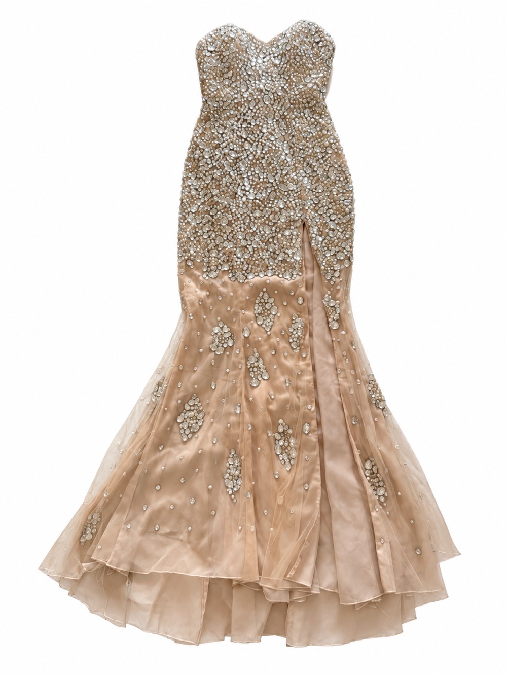 Jovani Ivory Beaded Strapless Prom Gown with Thigh Slit - Picture 3 of 10